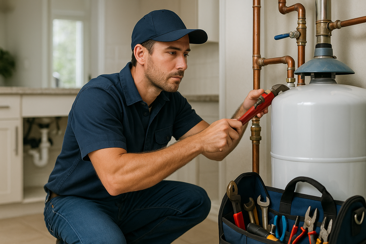 Editorial illustration depicting plumbing boca raton